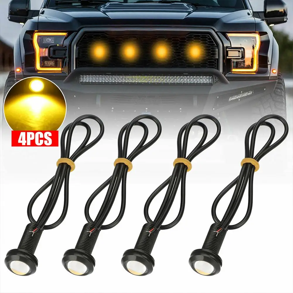 3/4Pcs LED Front Grille Marker Light 300LM 3W Amber Color Grille Lamp Compatible for Chevrolet Colorado Silverado SVT Raptor 12V