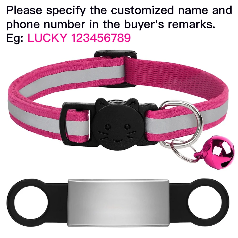 Personalized Reflective Pet Collar with Engraved ID Nameplate and Bell