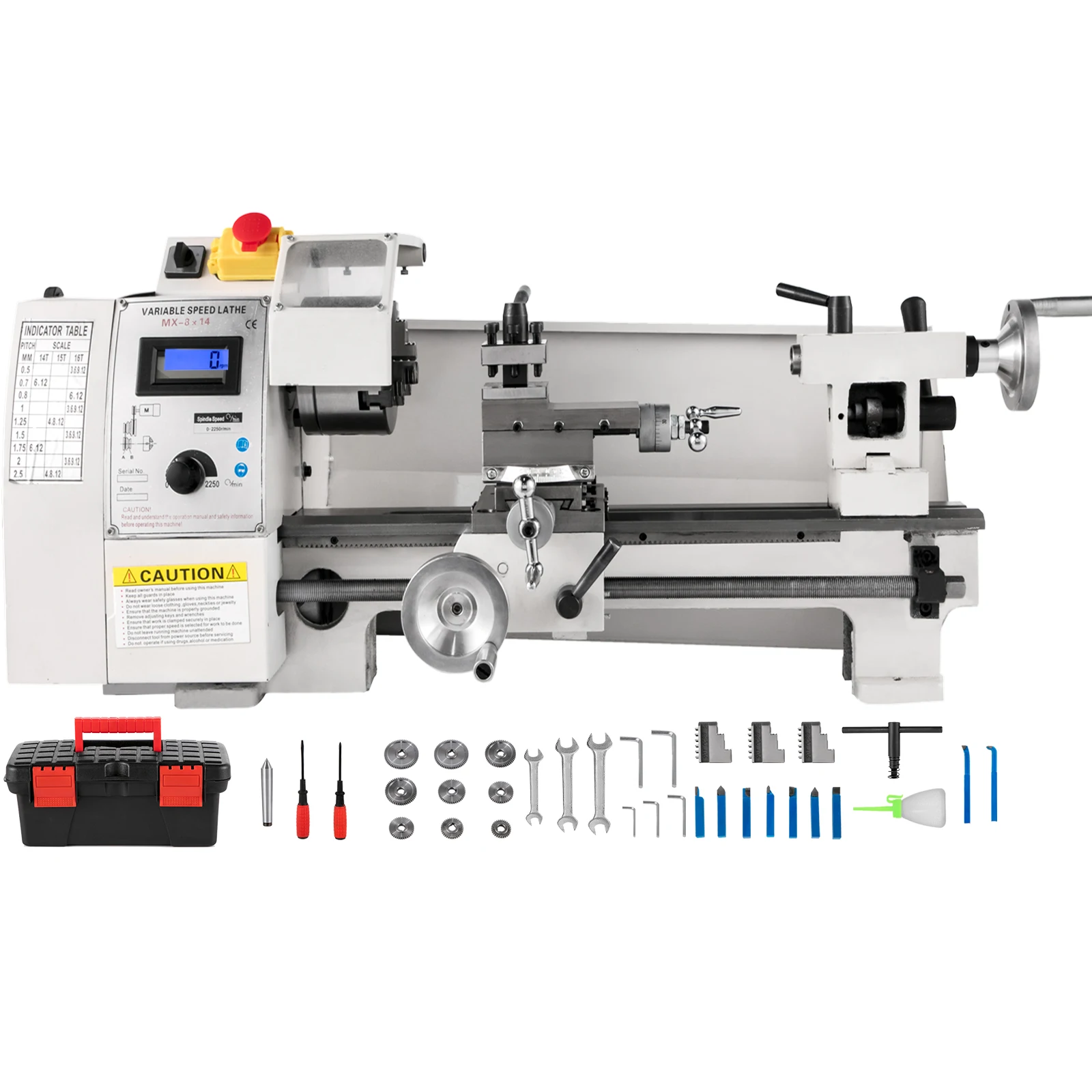 

VEVOR Mini Metal Lathe Machine 8"x14" (210*350 mm) 650W Variable Speed for DIY Metal Working Turning Drilling Threading Milling