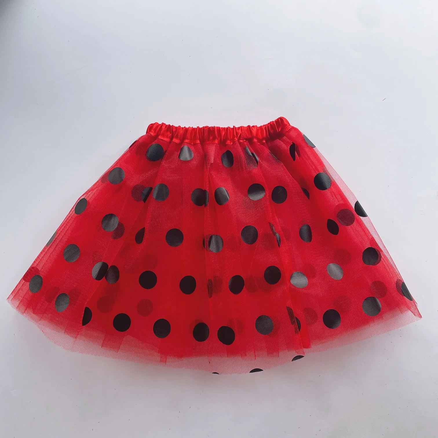 Children's mesh dress half skirt big black dots bee or ladybug dress holiday carnival mini skirt children skirts