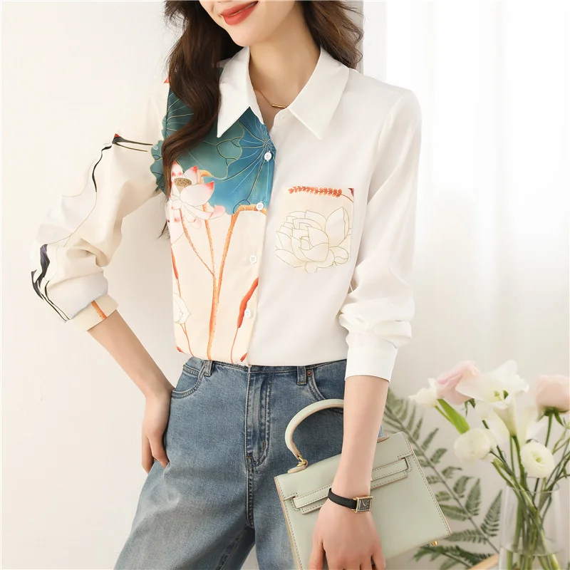 Chic Elegant Blouses for Women Long Sleeve Vintage China Style Tops Y2k Streetwear White Shirts and Blouse Camisas E Blusas