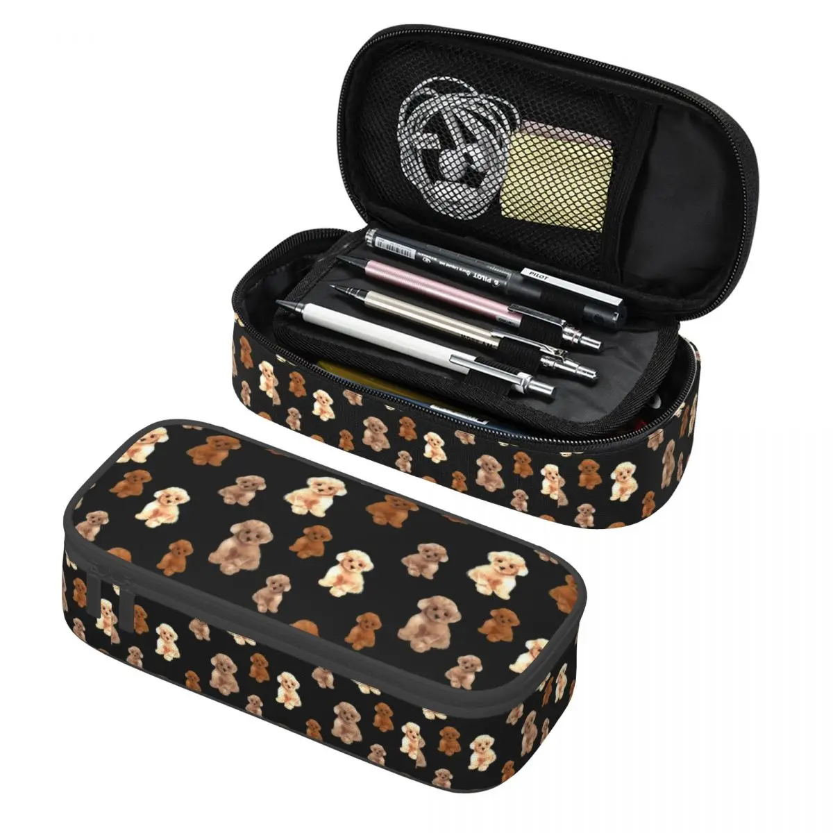 Teacup Poodle Dog Pencil Cases for Girls Boys Large Capacity Pet Lover Pen Box Bag School Accessories