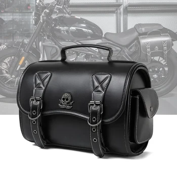Borsa Laterale Universale Impermeabile in Pelle PU per Moto, Stile Retrò con Maniglia per Harley Cruiser Bobber, Accessori Moto