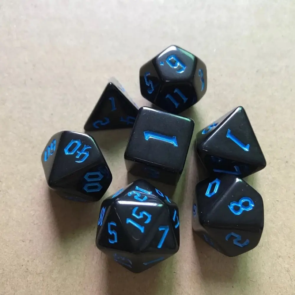 7Pcs/Set Multifaceted Digital Dice Set Acrylic Table Game Opaque Polyhedral Dices for DND Dice Tabletop Role-Playing Game