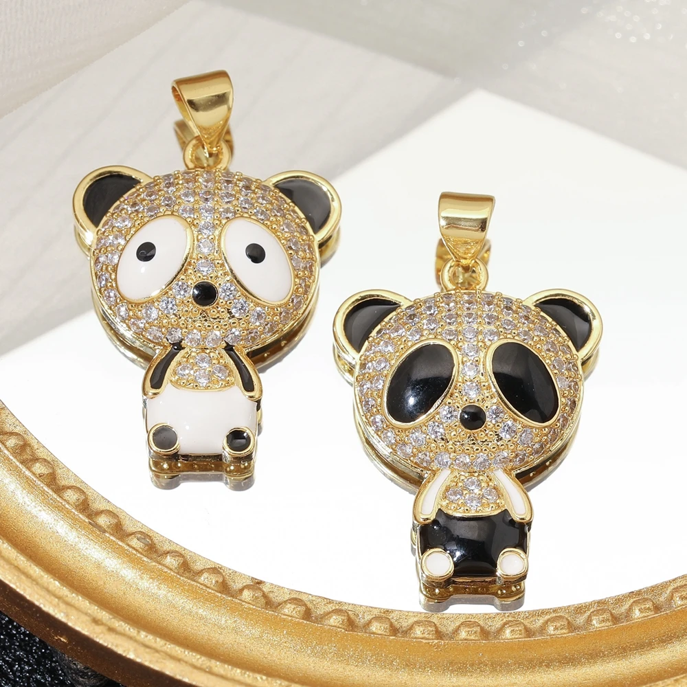 Juya handgemachte Cz Dekoration 18K echt vergoldet Elefant Papagei Panda Bär Charms für DIY Damen Luxus Anhänger Schmuckherstellung – Detail 9