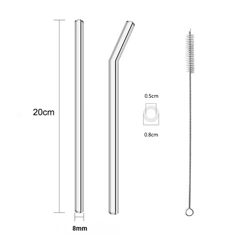 Drinking Straws High Borosilicate Glass Straws Eco Friendly Reusable Drinking Straw For Smoothies Cocktails Bar Accessories Straws with Brushes drinking straws