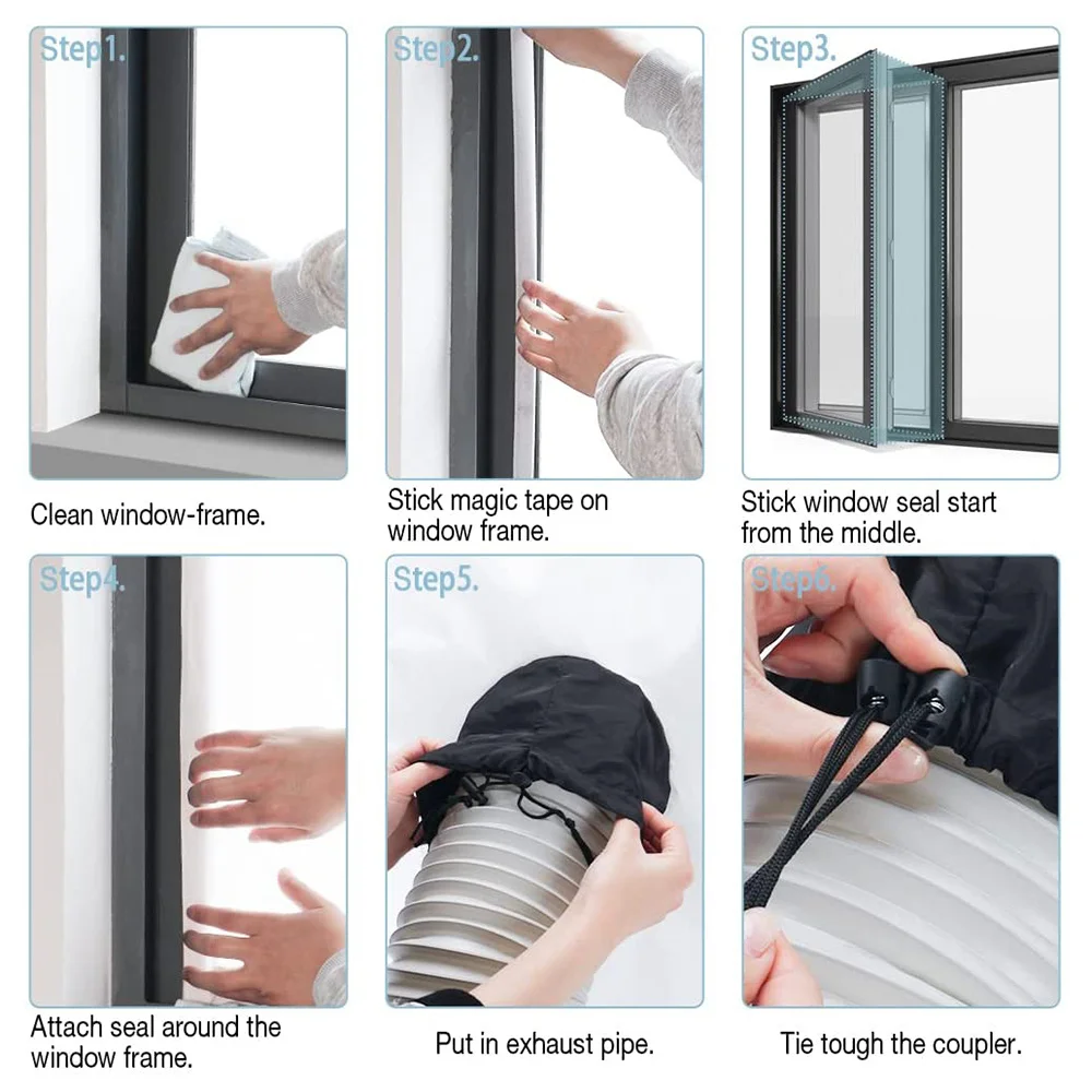 Waterproof Adjustable Window Seal for Mobile Air Conditioners - Washable Cloth for Slanted Windows