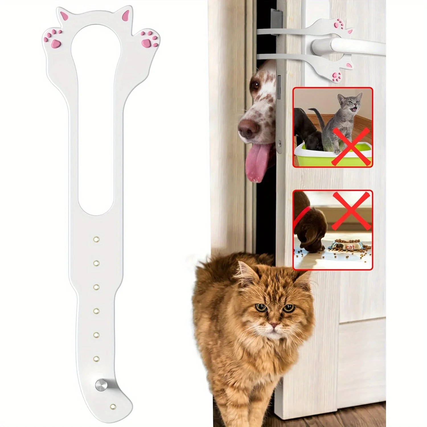 고양이 문 지지대, 8가지 조절 가능한 사이즈, 더욱 강력한 플렉스 고양이 문 ..