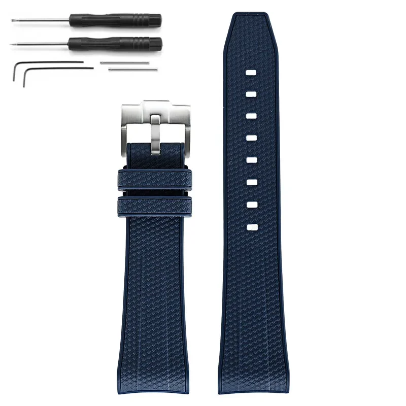 Curved End Silicone Waterproof Watch Band Strap, 22mm