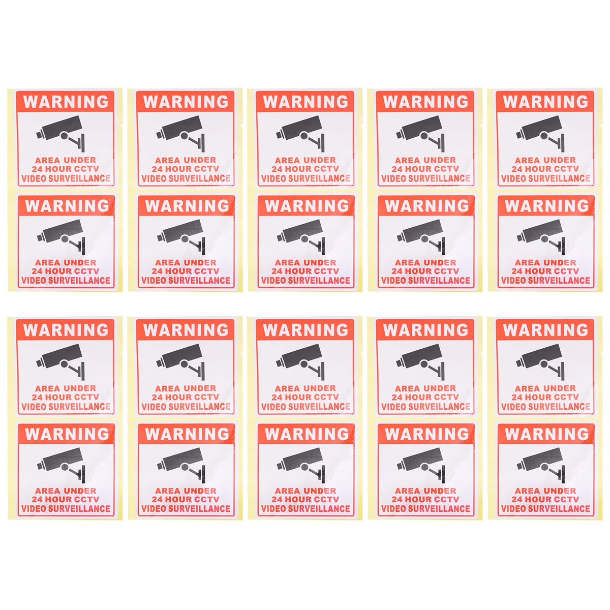 20 Pcs Security Camera Warning Sign Sticker Emblems 24 Hour Video Cctv Surveillance Traffic Roadway Safety Signal