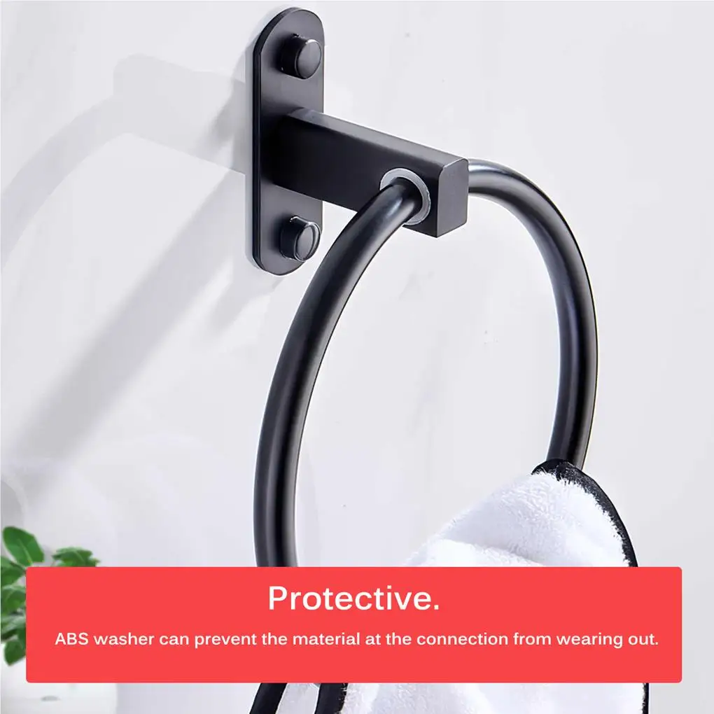 Punch-free?Bathroom Towel Ring Black Round Towel Holder Round Hanger for Bathroom Bedroom Dorm