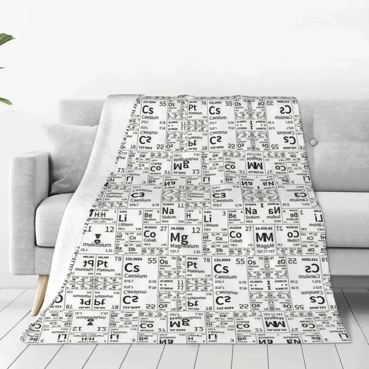 

Periodic Table Of Elements Wool Blankets Science Chemistry Funny Throw Blankets for Home Hotel Sofa 200x150cm Plush Thin Quilt