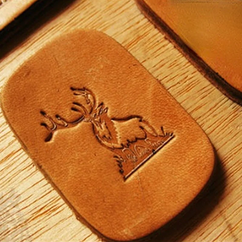 5pcs moose Leather Stamps Aluminum Embossing Stamping Mold Sika Patterns DIY Leathercraft Branding Keychain Carving Press