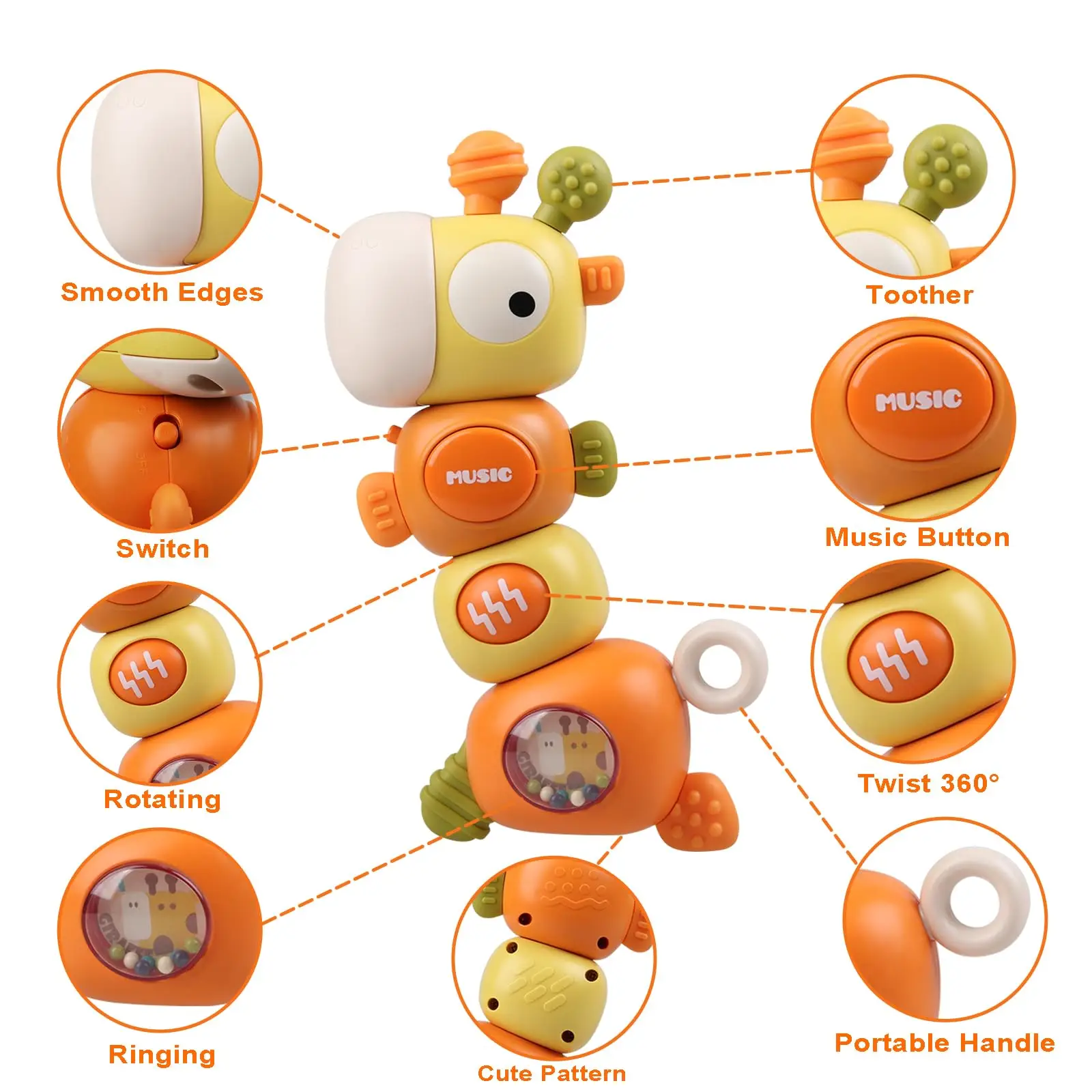 Giraffe Baby Teethers Newborn Infant Sensory Chew Toys Montessori Developmental Toy for Babies 3-18 Months Girl Boy Gifts 4