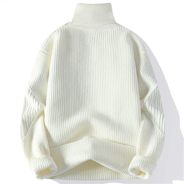 Pull à col roulé en tricot patchwork pour hommes, pulls décontractés coréens, tricots chauds, mode automne et hiver 2