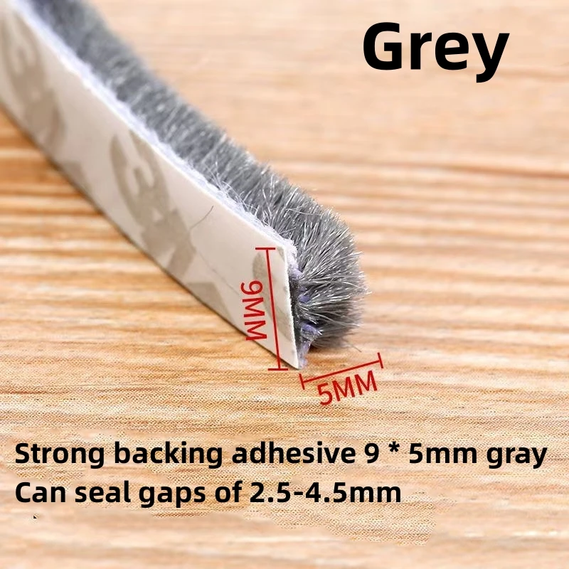 Self-Adhesive Wool Pile Weatherstrip Brush Seal for Doors and Windows - Warm Winter Gray, White, Brown