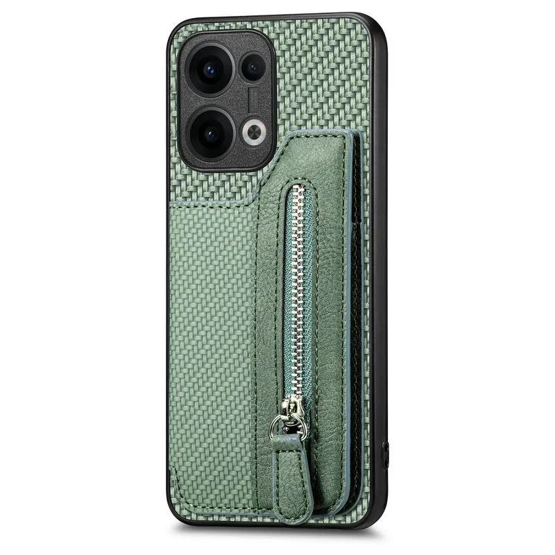 Luxury Zipper Leather Wallet Case with Card Holder and Magnetic Back Cover