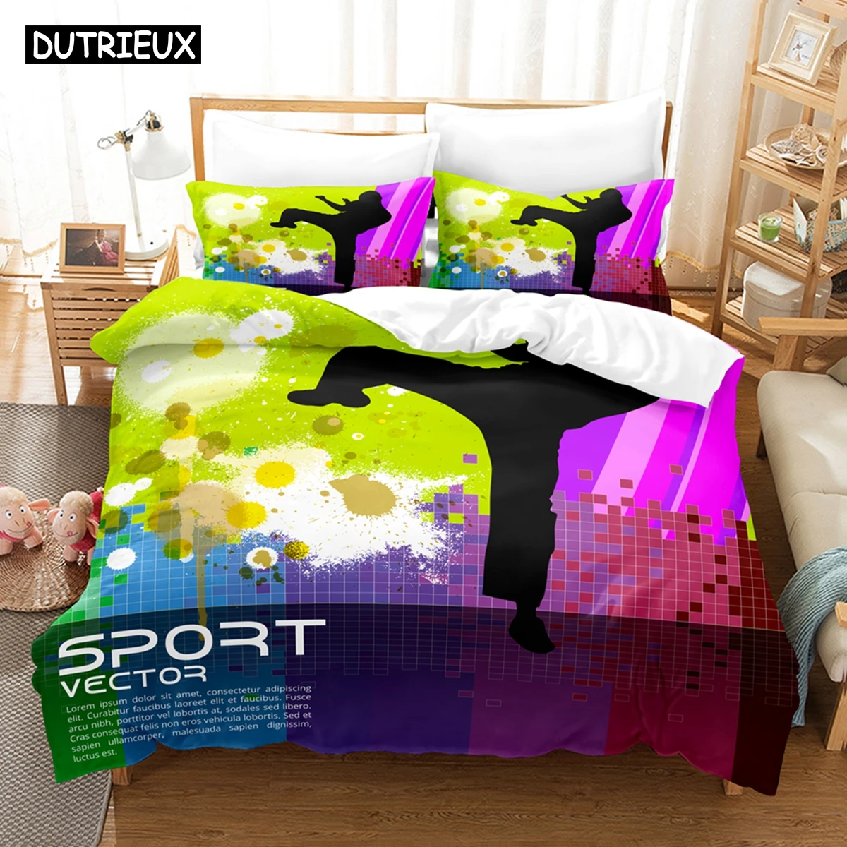 

3D Chinese Kung Fu Bedding Sets Duvet Cover Set With Pillowcase Twin Full Queen King Bedclothes Bed Linen