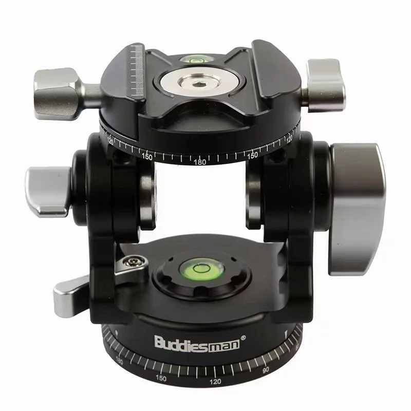 

Buddiesman VH-3IV Two-Way Dual Panoramic Tripod Head Low Profile Camera Telephoto Lens Bird Watching Arca Type Quick Lock Clamp