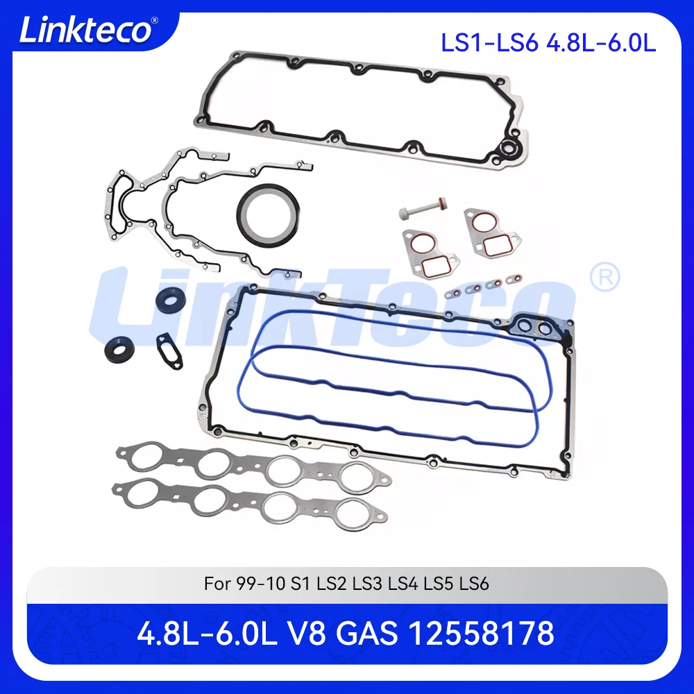 Engine Lower Timing Oil Pan Exhaust Gasket Set For 99-10 GM CHEVROLET SILVERADO GMC LS1 LS2 LS3 LS4 LS5 LS6 4.8L 5.3L 5.7L 6.0L