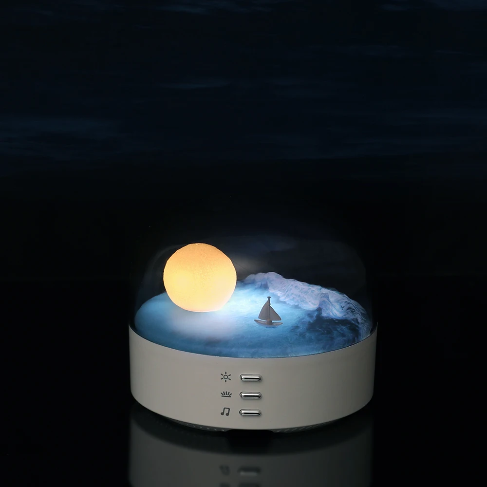 

Moon Lamp Wave Landscape Bluetooth Speaker Night Light Rechargeable Dimming Atmosphere Table Lamp Valentines Day Gift Girlfriend