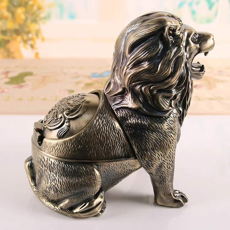 3D Lion Ashtray Creative Anti Fly Ash Household Large Capacity Animal Ashtray Home Decoration