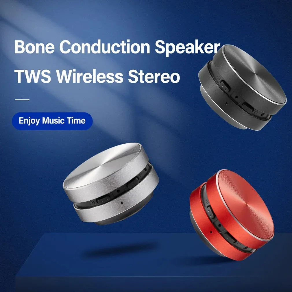 Mini Portable Metal Bone Conduction Bluetooth Speaker Vibration Stereo Audio Digital TWS Wireless Smallest Speakers