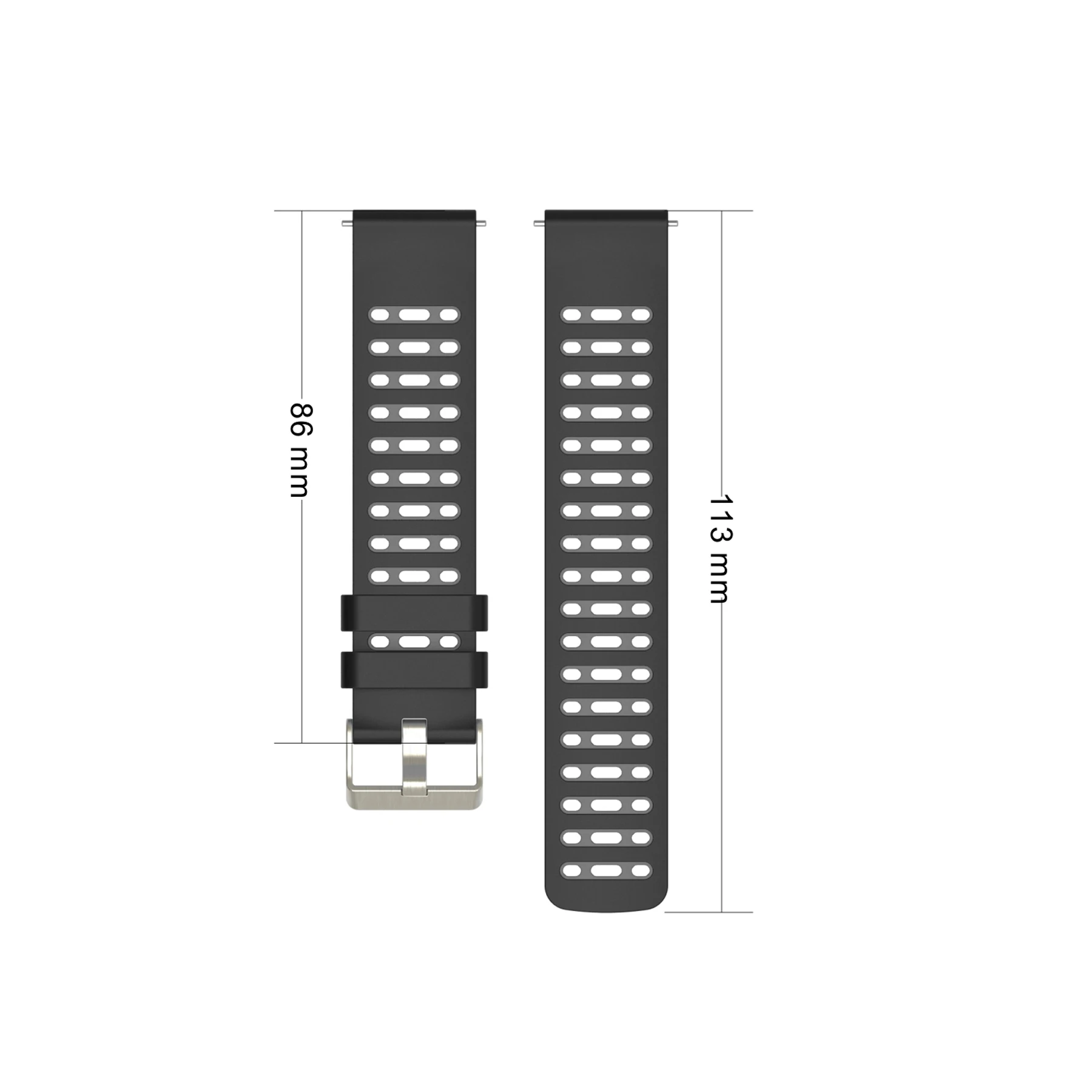 Fashion Sports Silicone Strap in Multiple Sizes: 18/20/22mm Bands