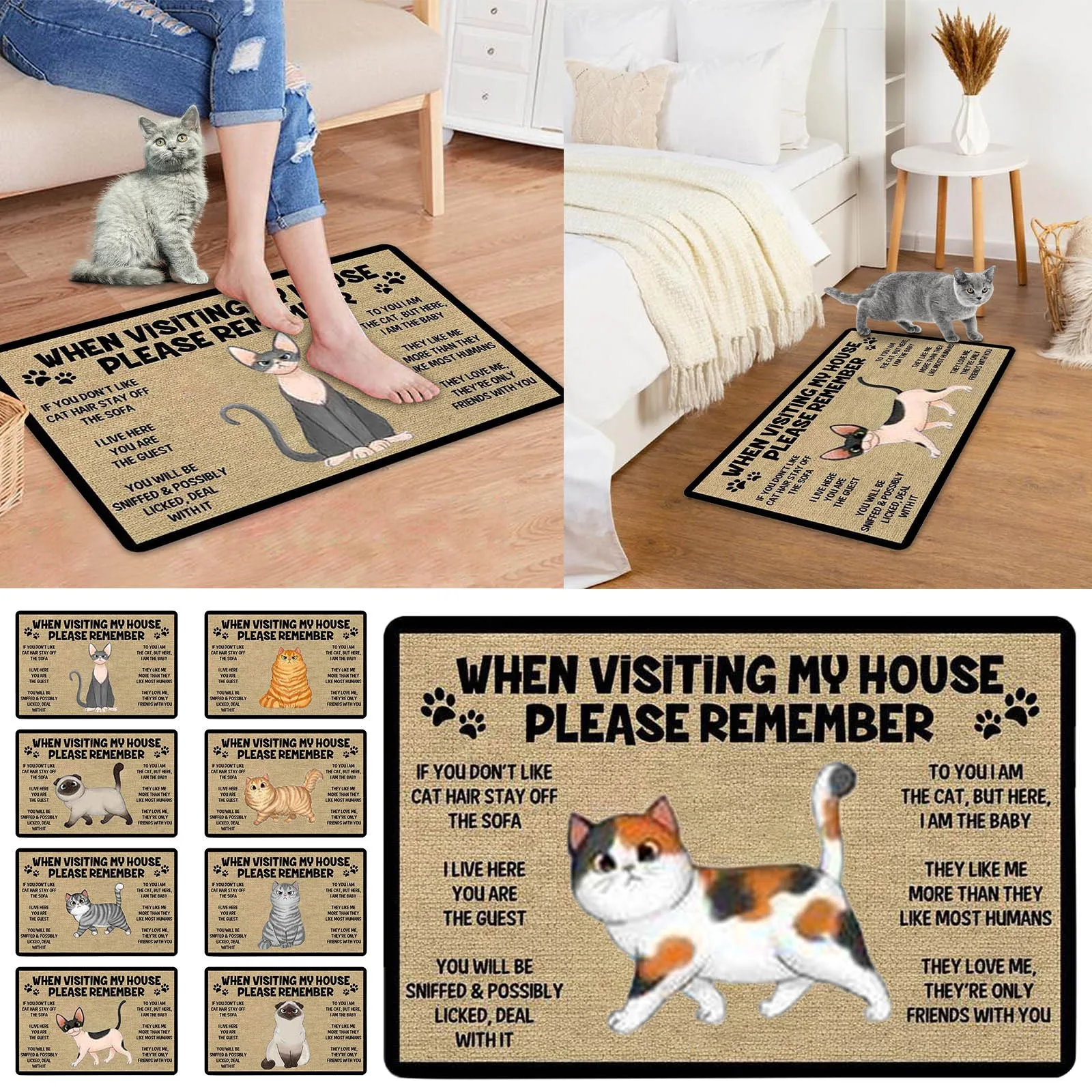 Crystal Velvet Door Mat Cartoon Kitten Indoor And Outdoor - Temu