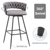 Modern Woven Design Swivel Barstools Set of 4 Stool Chair 26" with Back Indoor Restaurant Kitchen Bistro Entertainment Area Café 3