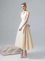 DEAT-فستان نسائي بطيات غير متماثلة ، مجوف ، بدون أكمام ، مرقع ، طية صدر السترة ، أنيق ، موضة الصيف ، خصر جديد ، 13DB3299 1