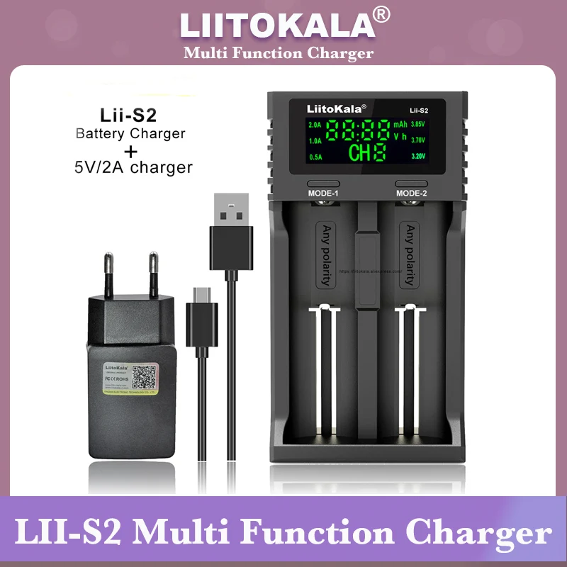 Charger Adapter Battery Charger USB Charging Cable Battery Charger Adapter LiitoKala Lii-S2 Lii-402 Lii-202 Lii-500 Lii-PD4 3.7V 3.2V 18650 18350 18500 21700 14500 26650 AA NiMH Lithium-Battery Charger