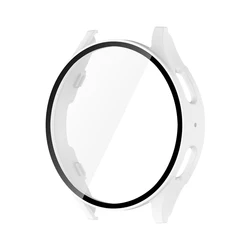 Premium Tempered Glass and Hard Matte Protective Case with Screen Protector Bumper Shell for Galaxy Watch FE 40MM (White)