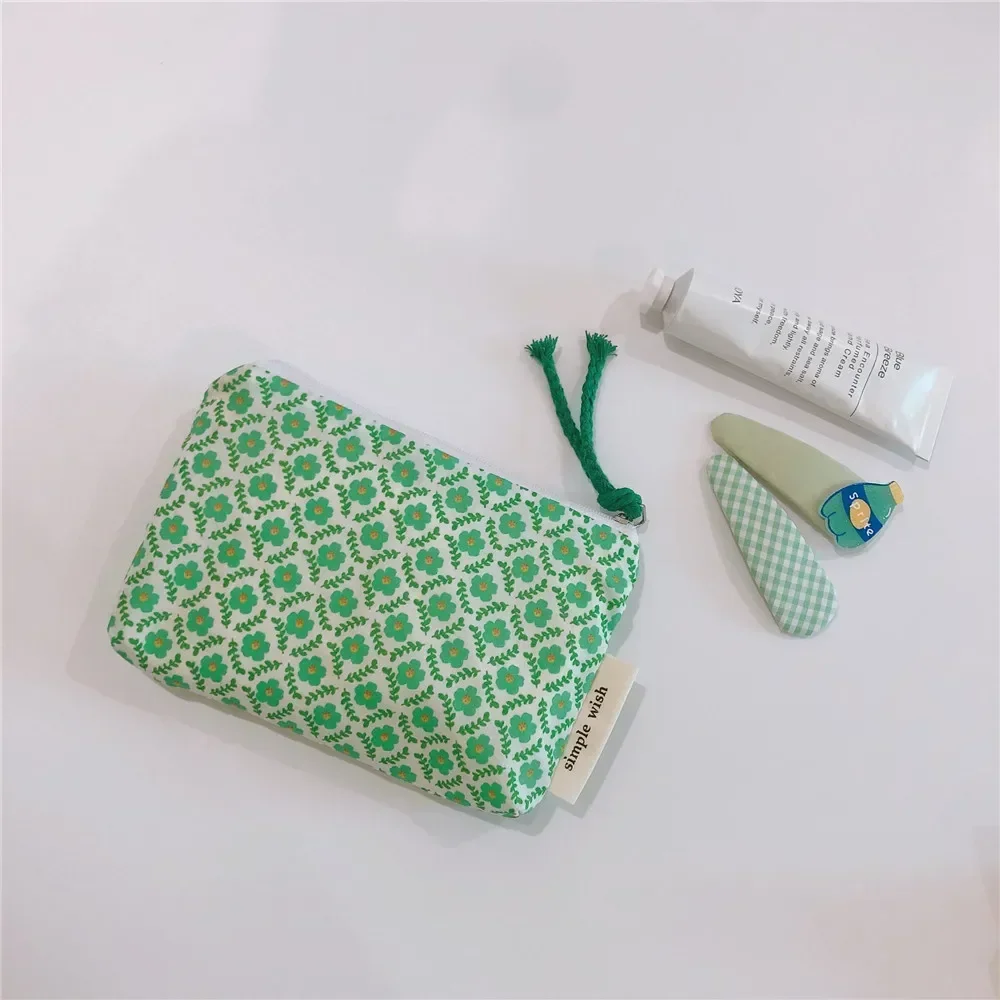 Niedliche Blumen-Makeup-Tasche Aus Cord - Mini Kosmetiktasche Mit Reißverschluss Für Lippenstift & Münzen