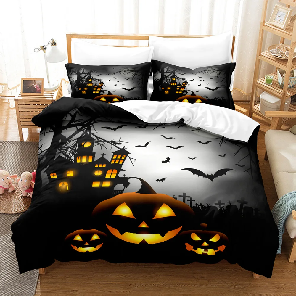 Halloween Bedding Set King Queen Size Cartoon Pumpkin Lantern Castle halloween-bedding-set-king-queen-size-cartoon-pumpkin-lantern-castle