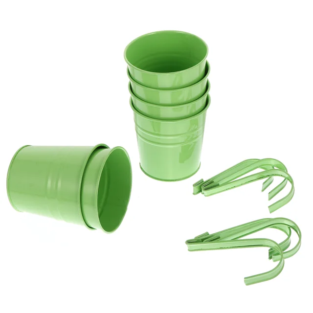 6 Db Függő Fali Növények Virágvödör Zamatos Ültetvényes Fém Edények Kültéri Kerítés Ón - Image 6