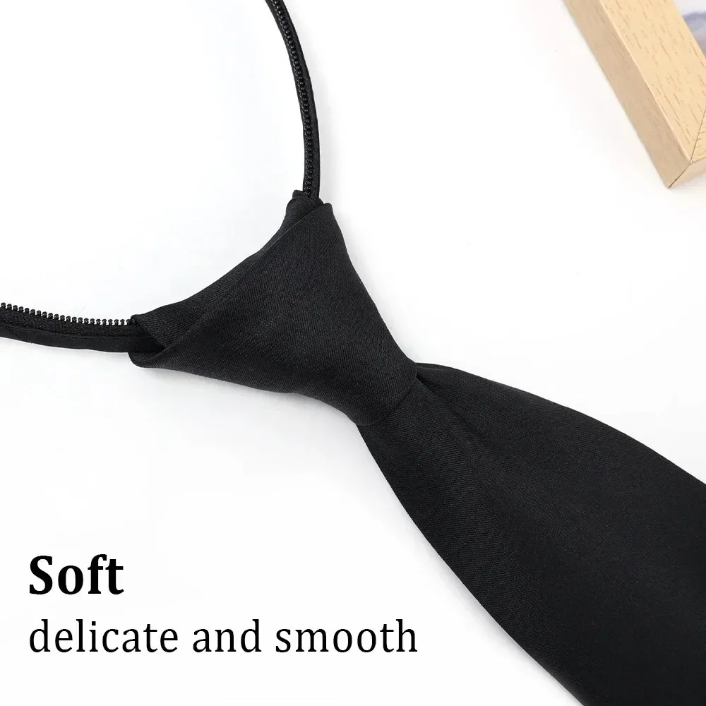 1/2/3 Stück Unisex Schwarz Einfache Clip-on-Krawatte Sicherheitskrawatte Uniform Hemd Anzug Krawatten Steward Matte Beerdigung Faule Krawatten – Detail 5