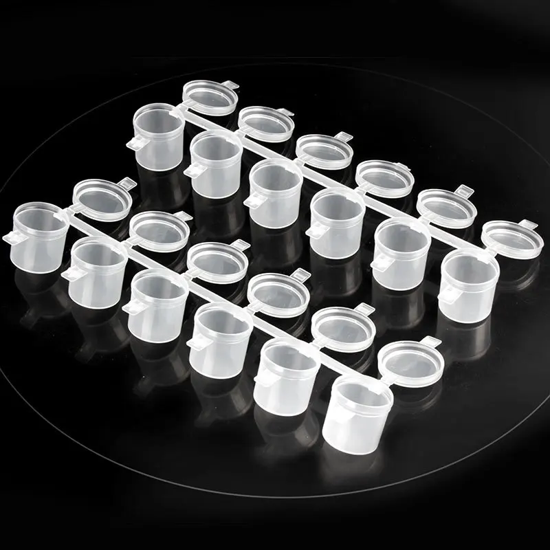 100pcs 6 Cups Paint Pots Strip 10ml/0.34oz Mini Empty Plastic Pigment Cups Jars Art Painting Craft Supplies Storage Containers 4