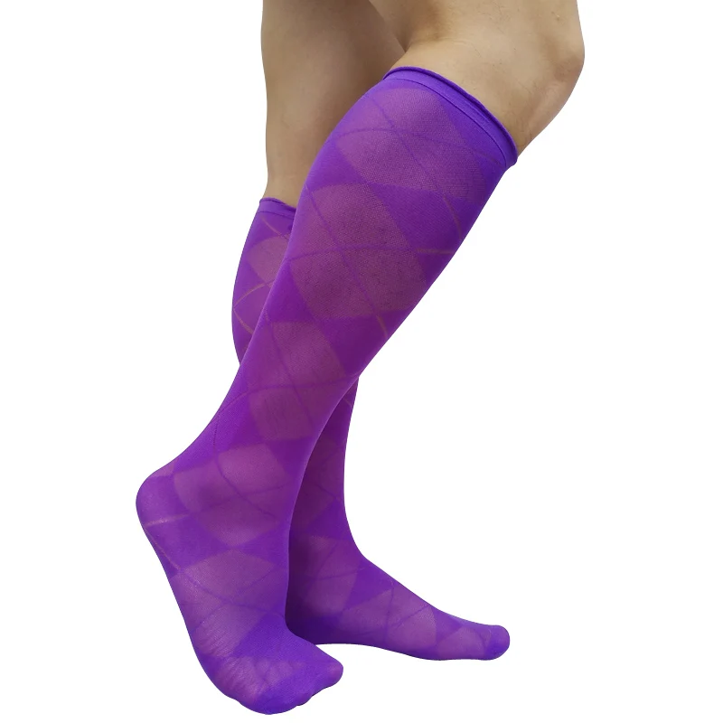 Purple Dress Socks Men Fashion Men Sheer Socks Mens Long Purple