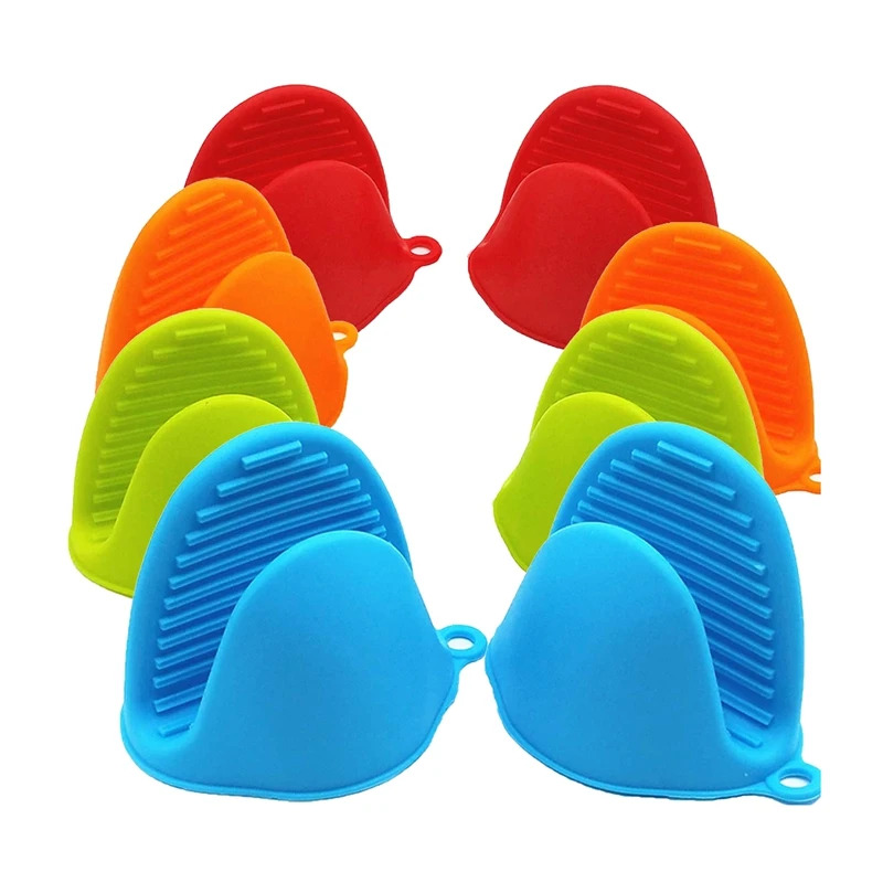 Hot Yo-4 Paia Di Guanti Da Forno, Guanti Da Cucina Resistenti Al Calore Presina Per Cucinare E Cuocere Al Forno (Blu + Verde + Arancione + Rosso)