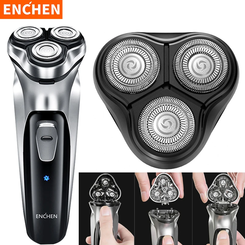 Enchen BlackStone 남성용 전기 면도기, 교체 헤드, 3D 플로팅 블레이드, 세척 5