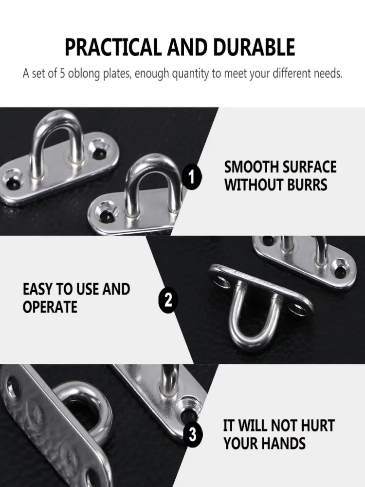 Hanger Rings Hook Eye Plate Heavy Oblong Duty Steel Stainless Pad Mount Wall U Boat Ceiling Hanger Ring Garage Hammock D Design Shape 1/3/5pcs