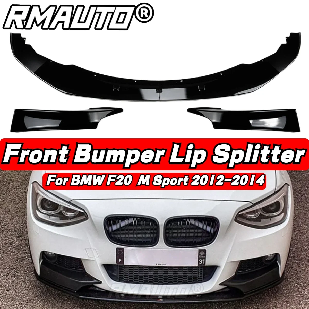 

4Pcs/Set Glossy Black F20 Lip Bumper Spoiler Splitter Cover For BMW 1 Series F20 F21 M Sport 2012-2014 Car Accessories Body Kit