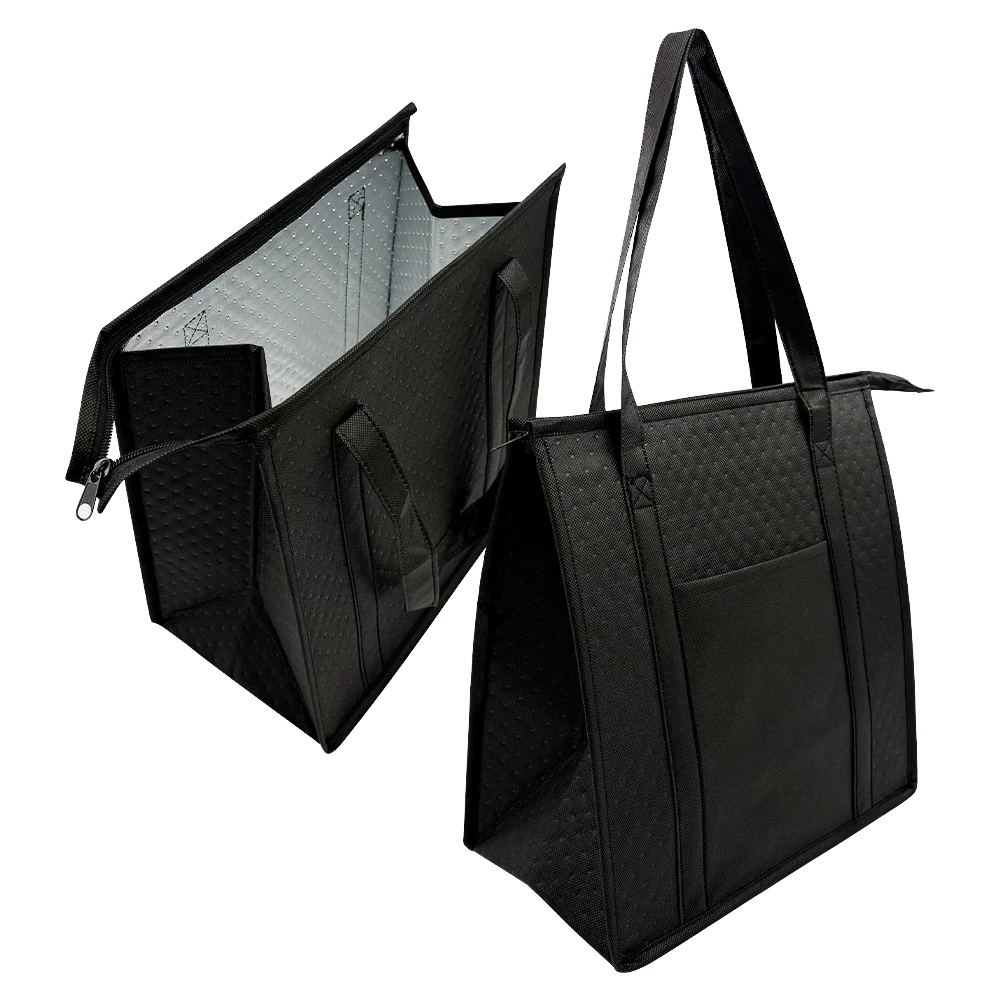 1pc Thermal Insulated Cooler Bag Textured Non-Woven Fabric with Front Pocket and Zipper... - SKU TICB1010 - UGI Packaging