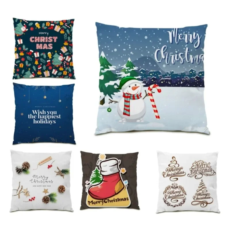 

Christmas Pillow Cover Snowman Decor Home Bed Sofa Luxury Cartoon Cushion Cover Winter Holiday Letter 45x45 2024 Cojines E1202