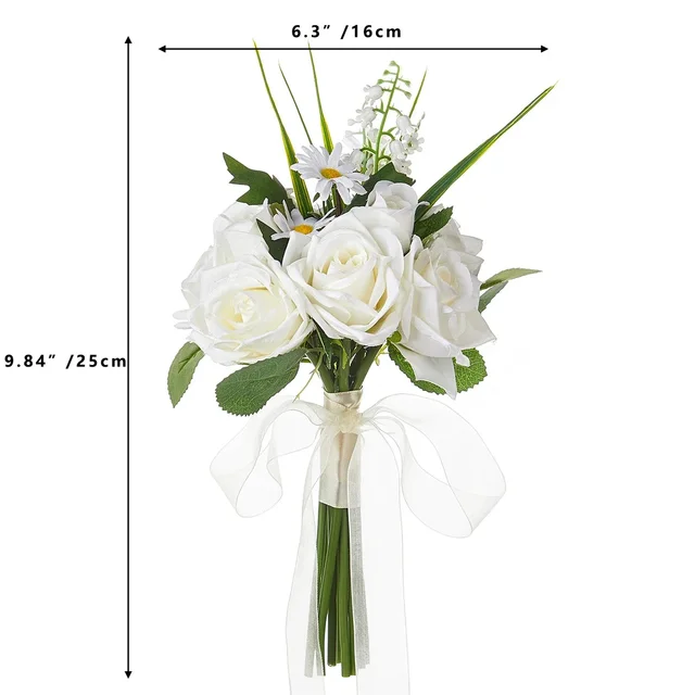 1pc Bride Bouquet White Rose Wedding Flower