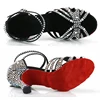 Latin Dance Shoes with Rhinestones for Women, Soft Bottom, Salsa Shoes for Dancing, Ladies Sandals, Wedding High Heels, 7.5cm 5