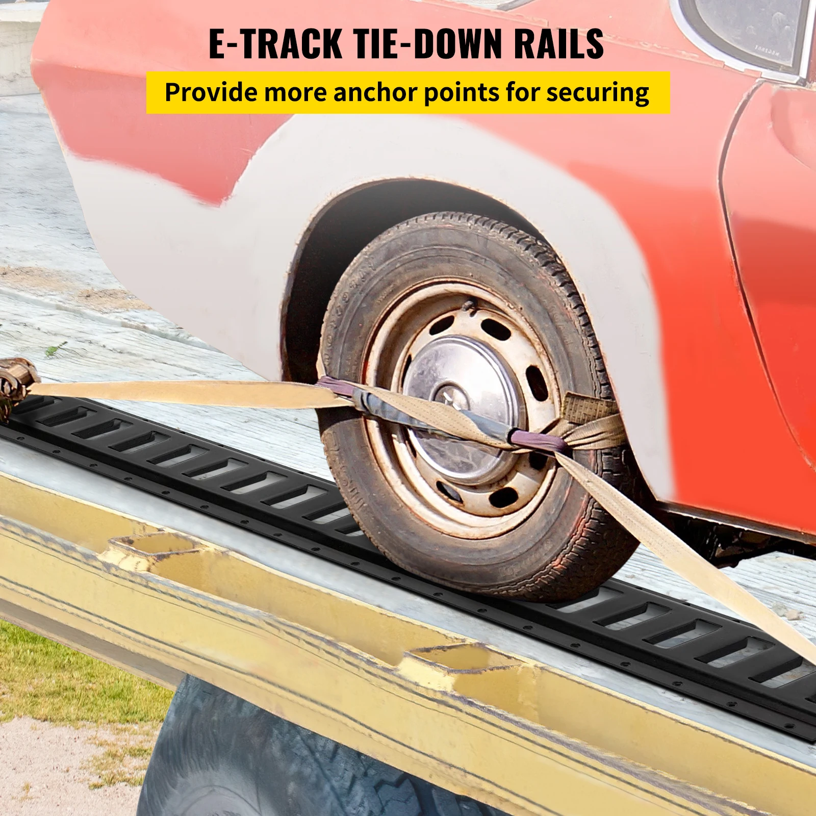 SucceBuy 4/5ft E-Track Tie-Down Rail 4//16/28Pcs Steel Rails w/ Standard 1" x 2.5" Slots Compatible with O & D Rings for Truck