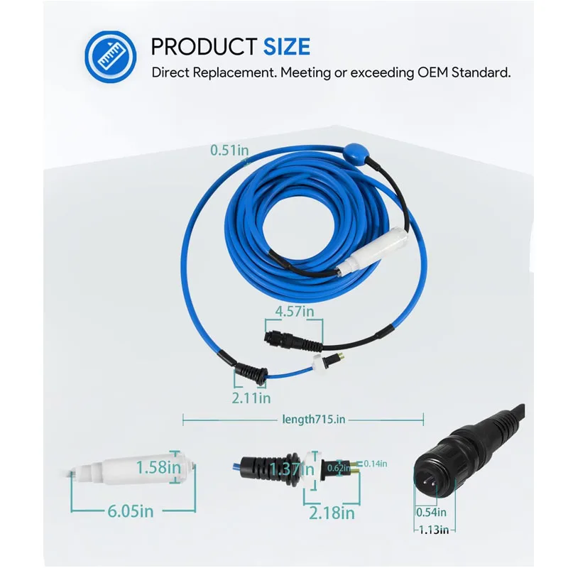9995873-DIY Cable & Swivel 3 Wire 59FT for Dolphin M4/M5, C3