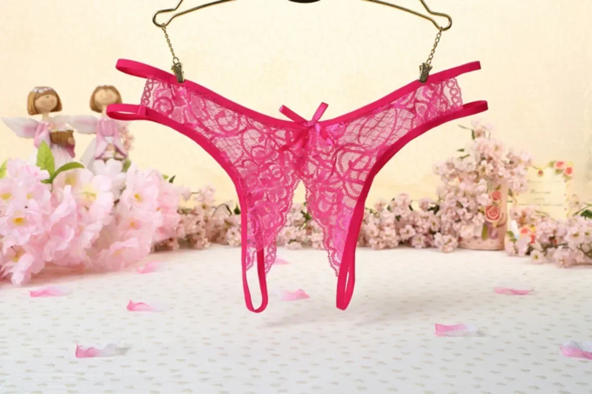 Women Panties Female Underwear Seamless Panties Cotton Panties Lace Panties Womens Underwear Brazilian Underwear Crotchless Bowknot Sexy Thong Temptation Sheer For Women